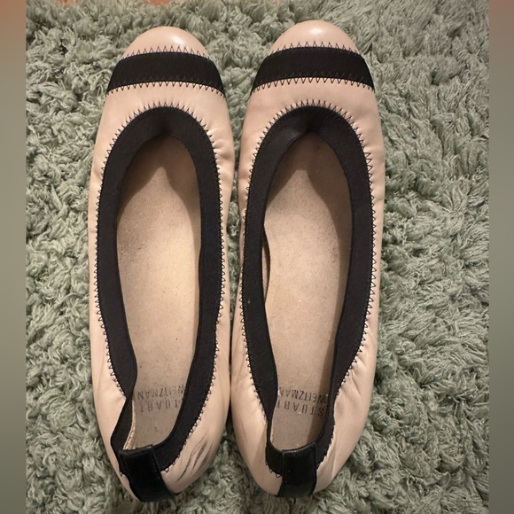 Stuart Weitzman Cream and Black elastic ballet flat Size 8 - Picture 1 of 14